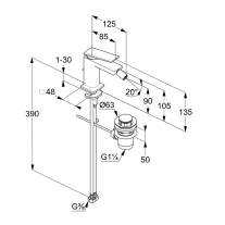 Baterie bideu Kludi, Decus, cu ventil cu tijă, brushed bronz